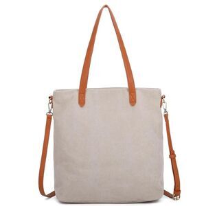 Ampere Women's tan canvas bag with vegan leather straps